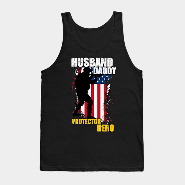 Husband Daddy Protector Hero Tank Top by Motivation sayings 